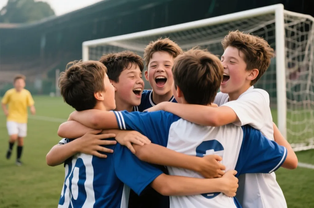 年轻球员庆祝进球，激情瞬间